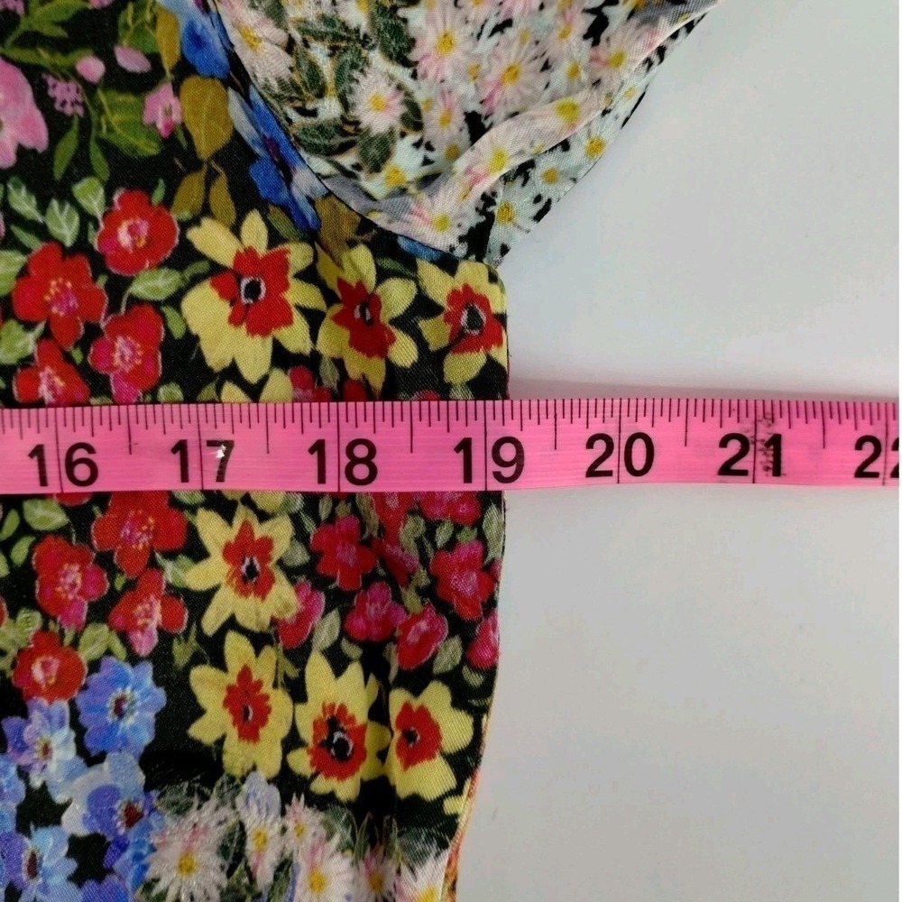 Johnny Was Patchwork Silk Shift Dress Luna Flare Sleeve Small Boho Festival - Picture 9 of 10